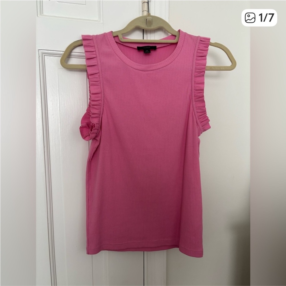 EUC J Crew Pink Ruffle Tank Top - Picture 3 of 8